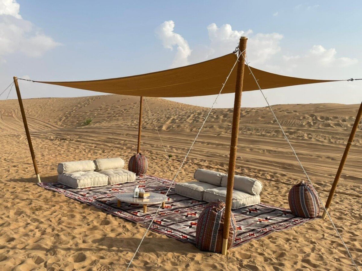 A hidden desert oasis reflecting the warm hues of the sun.