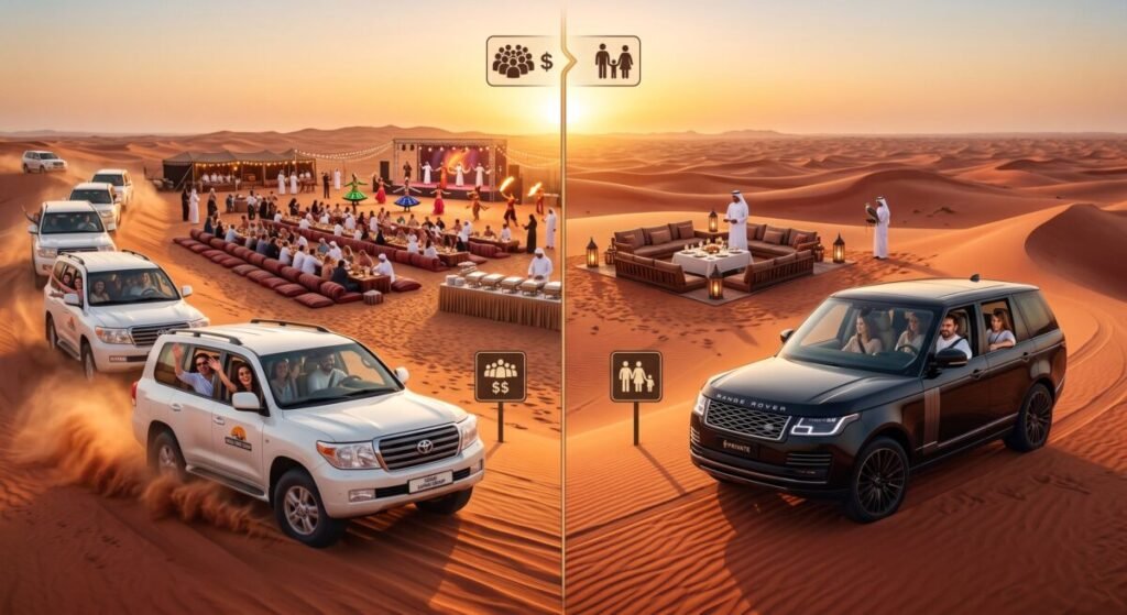 Private vs Shared Desert Safari Dubai Cost, Comfort & Privacy Compared